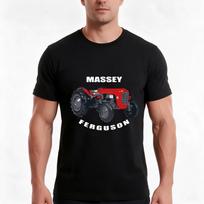 Massey Ferguson Tshirt Summer Casual Cotton Tee Oversized Streetwear Tops Vintage Graphic Print Loose Fit Short Sleeve M black