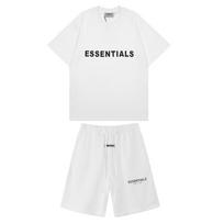 ESSENTIALS FOG Short Sleeve T-Shirt Shorts Set Men Women Casual Streetwear S white
