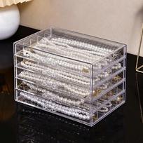 3/5 Layer Transparent Necklace Storage Box Dust-proof Jewelry Storage Drawer Jewelry Tray  Gift 5 Layer