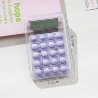 Mini Transparent Pocket Calculator Soft Press Round Buttons Compact for Students Office Worker Daily Calculation A3