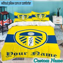3PCS Custom Name Leeds United Crest Design  Bedding Set For Bedroom, Dormitory,Including 1pc Duvet Cover And 2pcs Pillowcases Large size Fan gift 135cmx200cm