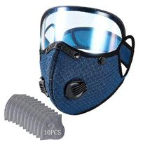 Sport Protective Mask Breathable Dust Mask with Adjustable Goggles & 10Pcs Filter Outdoor Cycling Mask Windproof Full Face Cover