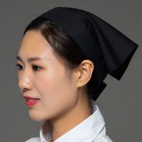 Bundled Hair Waiter Triangle Headband Smoke-proof Dust Work Hat Kitchen Wrap Hair Hat  Food Service black