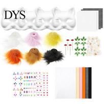 Skin-friendly Masque Materials DIY Therian Kit Blank Cat Fox with Felt Fabric Sheet Faux Fur Material Eye Mesh Furry Animal Dress Up for Masquerade A white