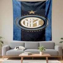 Vertical Tapestry Inter Milan 110th Anniversary Crest Blue Black Soccer Wall Hanging for Men Cave Bedroom 75x90cm(29x35in) blue