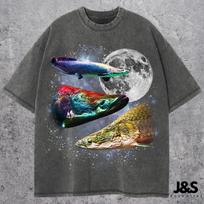 Arapaima Retro Grafinis Marškinėlis, Vintage Mėnulio Žuvis Marškinėlis, Juokingas Milžiniškos Žuvies Viršus, Dydžio Perteklius Skalbtas Marškinėlis, Unikali Dovana Gamtai Mėgstančiam 4XL black