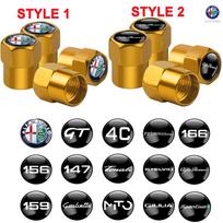 4PCS Car Tire Valve Caps Tyre Dust Cover Styling For Alfa Romeo Giulia Giulietta 159 Brera 4C TZ3 Duetto GT Mito Car Accessories (as the picture,For AlfaRomeo style1)