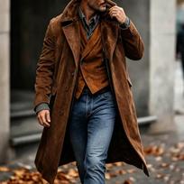 Autumn Winter New Arrivals Hot Selling Men's Vest Retro Casual Mid-length Suede Coat Male XXL brown