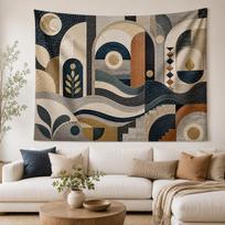 Abstract Boho Tapestry Mid Century Geometric Wall Hanging Modern Art Decor for Bedroom Living Room Dorm Apartment Home Art Gifts 100X150CM