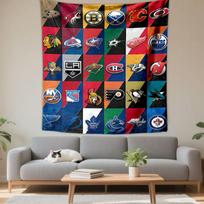 Hockey Team Logos Tapestry Wall Hanging, NHL Crest Collection, Wall Decor for Bedroom Living Room Dorm 130x150cm(51x59in)