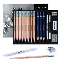 KALOUR Professional 22/25 Piece Matte Graphite Sketch Pencils Set,Safe and Non-toxic for Sketching & Shading Art Stationery gray