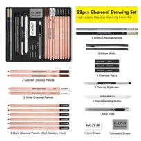 KALOUR Professional 22/25 Piece Matte Graphite Sketch Pencils Set,Safe and Non-toxic for Sketching & Shading Art Stationery