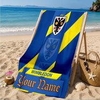 Custom Name Afc Wimbledon Crest Personalized Microfiber Beach Towel, Quick-Dry, Ideal for Summer Travel, Beach Essential, Swimming 70cmx140cm(27x55inch) yellow