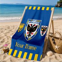 Custom Name Afc Wimbledon Crest Personalized Microfiber Beach Towel, Quick-Dry, Ideal for Summer Travel, Beach Essential, Swimming 80cmx160cm(31x63inch)