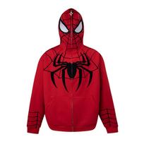 Spider-Man Embroidered Full-Zip Hoodie – Unisex Couple’s Style – Loose-Fit Autumn Jacket L black