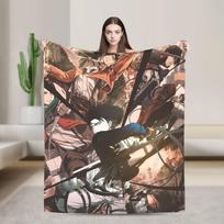 Attacks on Titans Soft Warm Blanket  Picnic Plush Throw Blanket Funny Living Room Flannel Bedspread Sofa Bed Cover 150X180CM