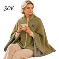 Soft Knitted Travel Wrap Graphene Heated Shawl Wrap, Electric Cozy Warming Blanket with 3 for Desk Heat Levels, Washable Winter Poncho Home