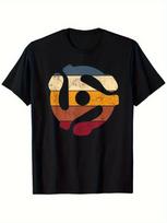 Unisex T-shirt Men'S T-Shirt Men'S Vintage DJ 45RPM Record Adapter T-Shirt Casual Crew Neck, Short Sleeve, T-Shirt, XL