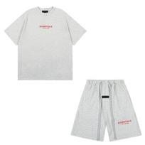 FOG ESSENTIALS 3D Red Letter Print T-Shirt Shorts Set Teens Streetwear L white
