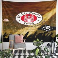 FC St Pauli 1910 Football Crest Pirate Flag Fans Wall Tapestry Golden Pitch Rebel Fan Decor for Man Cave Gift 130x150cm(51x59in)