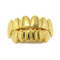 Hip Hop Teeth Grillz Electroplated Dental Grills Glossy Metal Teeth Cap For Halloween Party Cosplay Performance Music Festivals A1 beige