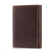 Shilaidun Men's RFID Three-Fold Genuine Leather Wallet - Top Layer Cowhide, Anti-theft, Retro Style. black