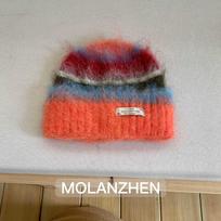 Color dopamine hairy atmosphere knitted hat gloves autumn and winter warm face small wool pullover hat one size fits all red