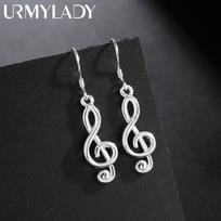 Selling 925 Sterling Silver Earrings for Women Fine Jewelry Valentine's Day Gift Romantic music notation drop1 kaip parodyta spalva