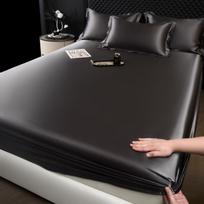 Vienos spalvos šilkinė paklodė su gumyte - Vėsinanti vasarinė čiužinio užvalkalas 120x200cm [Fitted Sheet Only] black
