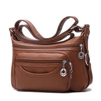 New Direct Selling Women's Bag Soft Leather Women's Multi Pocket Shoulder Bag  New Mom's Casual Crossbody Bag Tote Bags brown