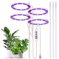 Auginimo lemputės kambariniams augalams 4 galvutės 6,2 W 301,7 lm 80LED 4000K USB maitinamas auginimo žibintas 8H/12H/16H 4 Heads Red Blue Light