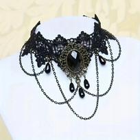 Nėriniuota koljė-chokeris, vintažinis retro lolita goth alt cosplay stiliaus kaklo papuošalas Naujas