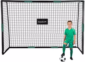 Bauerkraft Dideli metaliniai futbolo vartai su treniruočių tinklu, 300 × 200 × 120 cm, juodi ir žali