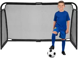 Bauerkraft Metaliniai futbolo vartai su treniruočių tinklu, 180 × 120 × 60 cm, juodi