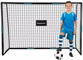 Bauerkraft Metaliniai futbolo vartai su treniruočių tinklu, 180 × 120 × 60 cm, juodai mėlyni