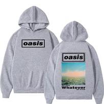 British Band O-Oasis Whatever 2024 Tour Album hoodies Men Women Hip Hop Fashion Vintage Oversized Sweatshirt Pullover Streetwear M gray