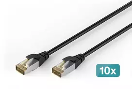 Digitus CAT 6A S/FTP lauko komutaciniai kabeliai, 3 m, PE, 10 vnt., 3 m, Cat6a, S/FTP (S-STP), RJ-45, RJ-45, juodi