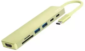 HUB USB Jcpal Linx USB-C 7in1 – USB-C adapteris (2 x USB-A 3.0 / USB-C 3.1 / HDMI 60 Hz / micro/SD kortelių skaitytuvas / PD 100 W) geltonas (JCP6364)