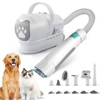 Dog Grooming Vacuum Kit 7 in 1, Cat & Dog Hair Vacuum Brush for Shedding - Includes Rollers, Deshedding Mitts, Nail & Paw Trimmer United States white