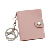 Mini Leather Photo Album Keychain with Lobster Clasp, PU Material, Ideal for Storing ID Photos, Polaroids & Collectible Cards, Cute & Portable B rožinė