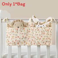 Baby Bedside Storage Bag With Double Pockets Made Of Cotton For Nursery Organization Pink Flowers