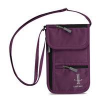Portable Nylon RFID Passport ID Bag Waterproof Multi-Functional ID Credit Card Holder Neck Wallet Women violetinė