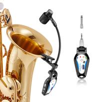 KIMAFUN Belaidis saksofono mikrofonas Instrumentų mikrofonas Plug Play Triukšmo mažinimas 30M perdavimo atstumas 8 valandų nuolatinis naudojimas Prancūzų kalbai auksas