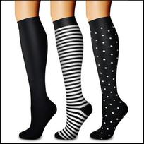 Hot-Selling Striped Heart Pattern Compression Calf Socks - Sweat-Absorbing Sports & Yoga Socks for Autumn/Winter S/M black