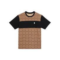 COACH SS22 Men Logo Full Print Patchwork Short Sleeve T-shirt Khaki C9602-OFZ XL black