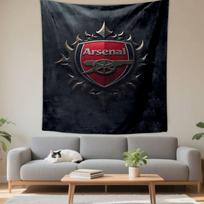Arsenal Football Club Crest Wall Tapestry Dark Gothic Metal Ornate Shield Cannon Fan Decor for Man Cave Bedroom Gift 100x150cm(39x59in) black