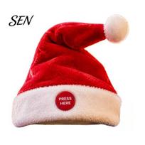 Dancing Santa Cap Singing And Hat, Animated Musical Christmas Hat Soft Festive Costume Prop with Press-to-Activate Motion, Plush Holiday Party