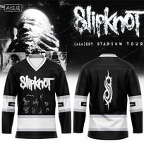 Slipknot Band (sic)est Stadium Tour Hockey Jersey Men Women Long Sleeve T-shirt Heavy Metal Band Tour Costume Streetwear Print 6XL gray