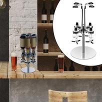 4 Bottle Liquor Dispenser,Revolving Mix Dispenser Holder Beverage Wine with gray