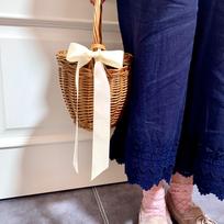 Handmade Woven Rattan Straw Handbag, Picnic Basket Style - Perfect for Women’s Summer Vacation & Pastoral Outings blue